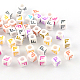 Letter Style Opaque Acrylic European Large Hole Cube Beads OPDL-S073-F-1