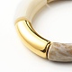 Bracelet extensible en grosses perles tubulaires incurvées BJEW-JB06685-03-5