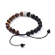 Natural Lava Rock & Tiger Eye Beads Adjustable Braided Bracelets BJEW-JB04987-05-3