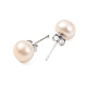 Boucles d'oreilles à perles rondes en perles naturelles EJEW-E298-01D-02P-2
