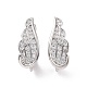 Rack Plating Brass Micro Pave Cubic Zirconia Hoop Earring Findings with Latch Back Closure ZIRC-C039-08P-2