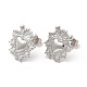 Rack Plating Brass Heart with Leaf Stud Earrings for Women EJEW-I283-01P-1