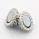 Platinum Plated Round Alloy Grade A Rhinestone Enamel Magnetic Clasps with Loops ENAM-P100-M-4
