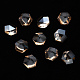 六角形の透明なガラスのカボション  ネイルアートの装飾の付属品  多面カット  ゴールデンロッド  6x7x3.5mm MRMJ-T009-131-1