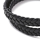 Bracelet double rang cordon tressé en microfibre noir avec 304 fermoirs aimantés en acier inoxydable BJEW-P275-24P-2