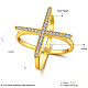 Brass Micro Pave Cubic Zirconia Criss Cross rings RJEW-BB39449-G-8-3