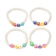 Round Glass Pearl Beads Stretch Bracelet for Teen Girl Women BJEW-JB07075-1