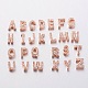 Rose Gold Plated Brass Micro Pave Cubic Zirconia Alphabet Slide Charms ZIRC-E015-02-1
