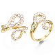 Real 18K Gold Plated Brass Micro Pave Cubic Zirconia Snake Wrap Cuff Rings RJEW-N037-005-NF-4