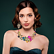 ANATTASOUL Colorful Rhinestone Flower of Life Pendant Necklace & Dangle Stud Earrings SJEW-AN0001-12-5