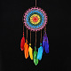 Плетеная сетка/паутина в индийском стиле с подвеской из перьев HJEW-PW0001-042-1