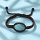 Регулируемые овальные браслеты из плетеных бусин из натурального флюорита BJEW-H626-02-11-2