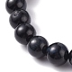 Stretch-Armband aus natürlichem Lapislazuli (gefärbt) und Tigerauge mit runden Perlen für Frauen und Mädchen BJEW-JB07261-05-5