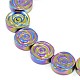 Electroplate Gorgeous Flat Round Carved Rose Non-magnetic Synthetic Hematite Beads Strands G-F141-04M-2
