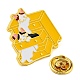 黄金の亜鉛合金のブローチ  漫画の猫のエナメルピン  戸棚  37.5x26.5x1.6mm JEWB-Z015-01D-3