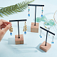 FINGERINSPIRE 3 Pcs Black Metal T Bar Earring Display Stand with Wooden Square Base 4 Holes Earrings T Stand Hanging Earring Organizer for Store Retail Photography Props（12 & 14 & 16 cm Height） EDIS-WH0006-23-3