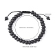 Bracelets de perles tressées en pierre de lave naturelle ajustables BJEW-F369-A02-3