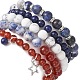 5pcs 5 Stil natürliche gemischte Edelsteine runde Perlen Stretch-Armbänder Set BJEW-TA00435-3
