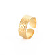 Placcatura ionica (ip) 304 piatto in acciaio inossidabile con anello aperto del polsino della parola amore per le donne RJEW-S405-205G-3
