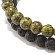 2 Stück 2 Stil natürliche Serpentin / grüne Spitze & Lavagestein runde Perlen-Stretch-Armbänder mit Säulen-Synthetik-Hämatit BJEW-JB07575-5
