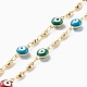 Brass Enamel Evil Eye Link Chain Necklaces NJEW-JN03456-4