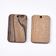Undyed Walnut Wood Pendants WOOD-T023-05-2