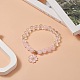 Bracelet extensible en perles de quartz rose naturel et cristal de quartz BJEW-TA00246-5