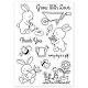 GLOBLELAND Easter Rabbit Clear Stamps Garden Bee Flowers Carrot Silicone Clear Stamp Seals for Cards Making DIY Scrapbooking Photo Journal Album Decoration DIY-WH0167-56-814-8