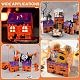 ハロウィーンテーマの紙箱  梱包用段ボール箱  猫の模様の家  オレンジ  8.5x11x12cm&nbsp;CON-WH0088-96-6