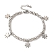 304 braccialetto con ciondolo fiocco di neve in acciaio inossidabile con 201 perline tonde in acciaio inossidabile da donna BJEW-B057-19P-1