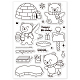 GLOBLELAND Birthday Theme Clear Stamps Polar Bear Ice Skating Fishing Silicone Clear Stamp Seals for Cards Making DIY Scrapbooking Photo Journal Album Decor Craft DIY-WH0167-56-624-8