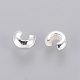 Silver Color Plated Brass Crimp End Beads Covers for Jewelry Making X-KK-H289-NFS-NF-2
