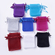 8色オーガンジーバッグ巾着袋  リボン付き  長方形  ミックスカラー  9x7cm  25個/カラー  200個/セット OP-MSMC003-09-7x9cm-4