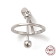925 anillo de pellizco de planeta estilo medallón de plata de ley con baño de rodio STER-NH0001-55C-P-2