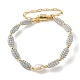 Braccialetti a maglie con perle naturali e perline di vetro BJEW-C051-42G-1