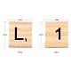 120個2スタイルの木製カボション  文字と数字の正方形  湯通しアーモンド  20x18x5mm  60個/スタイル WOOD-LS0001-19-3