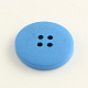 4-Hole Dyed Flat Round Wooden Buttons BUTT-Q032-63B-2