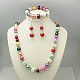 Vetro set di gioielli di perle: orecchini SJEW-JS00244-21-2
