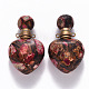 Heart Assembled Natural Bronzite and Synthetic Imperial Jasper Openable Perfume Bottle Pendants G-R484-01D-2