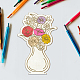 Biglietto di auguri con bouquet di fiori in legno AJEW-WH0441-009-3
