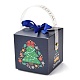 クリスマス折りたたみギフトボックス  透明な窓とリボン付き  ギフトラッピングバッグ  プレゼント用キャンディークッキー  クリスマスツリー模様  9x9x15cm CON-M007-01C-3