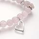 Bracelets extensibles avec perles en quartz rose naturel BJEW-JB02724-01-3
