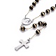 304 collares de abalorios del rosario de acero inoxidable para la Pascua NJEW-L159-03GP-3