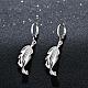 Beautiful Design Silver Color Plated Brass Leaf Dangle Earrings EJEW-BB00702-3