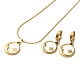 Set di gioielli con luna e fiori dorati in acciaio inossidabile con smalto SJEW-H306-02G-01-2