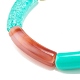 Bracelet extensible perlé tube incurvé acrylique BJEW-JB07980-04-4
