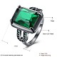 婚約指輪  真鍮製のガラスリング  グリーン  ガンメタ色  usサイズ6（16.5mm） RJEW-BB20255-A-6-6