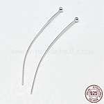 925 Sterling Silver Ball Head Pins, Silver, 45x0.6mm(22 Gauge), Ball: 1.8mm, about 115pcs/20g