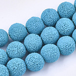 Handmade Polymer Clay Beads Strands, Round, Dodger Blue, 11.5~12.5mm, Hole: 1.8mm, about 33pcs/strand, 15.1 inch~15.7 inch