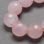 Hebras de abalorios de jade natural de, teñido, facetados, redondo, rosa, 8mm, agujero: 1 mm, aproximamente 48 pcs / cadena, 14.9 pulgada